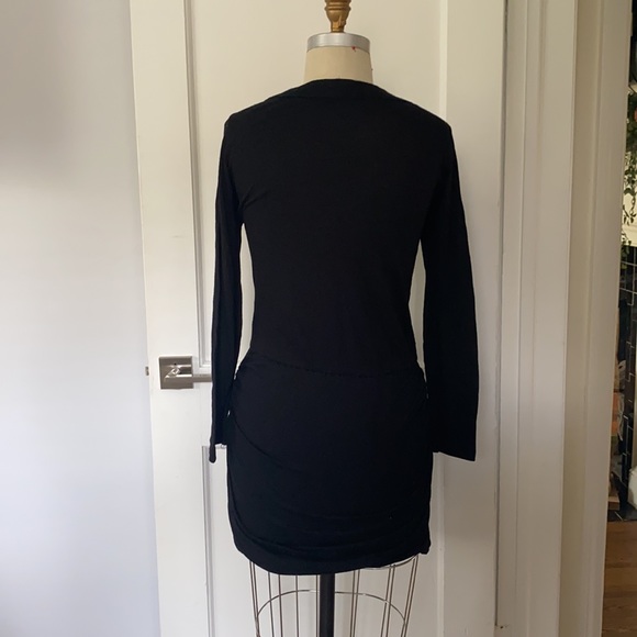 LNA Long Sleeve Little Black Dress with Lace Up Bust. - Picture 6 of 8
